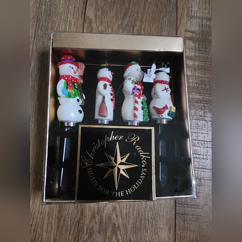 Christopher Radko Vintage Christmas Snowman Pate Spreader Knives ~ NEW